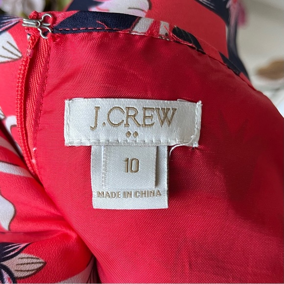 •J Crew Factory• Red Hibiscus Seaside Floral Dress - Size 10 - Picture 2 of 11